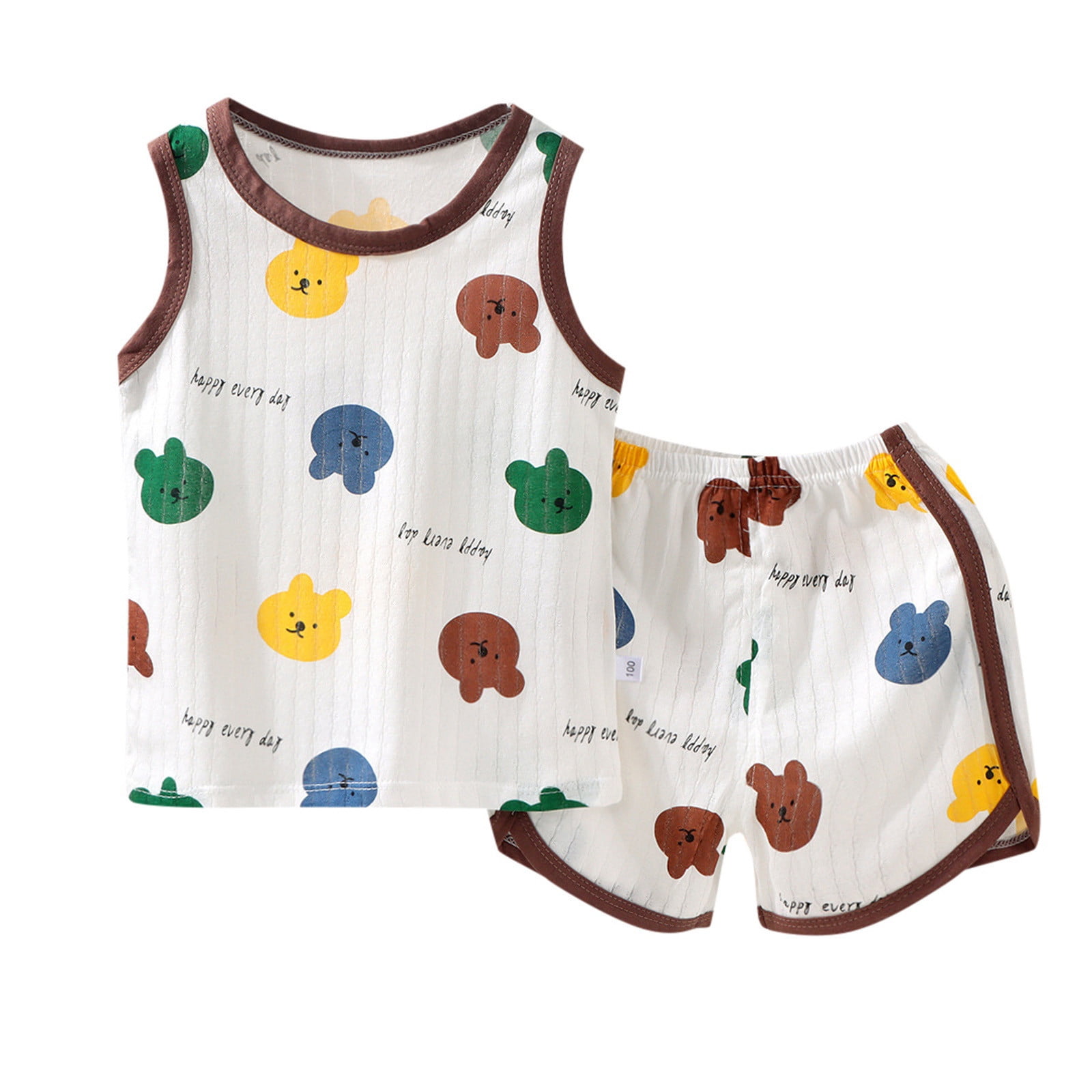 Leiity Toddler Baby Boy Girl Summer Clothes Sleeveless Top And Shorts