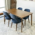 thumbnail image 1 of Leila 5-Piece Mid-Century Modern Dining Set with 4 Fabric dining chairs in Blue, 1 of 5
