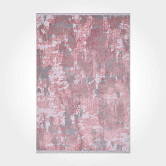 Leila Pink Abstract Bamboo Area Rugs for Living Room Jacquard Textured Modern Rugs Soft Geometric Rug for Bedroom Washable Rug Non-Slip Bohemian Carpet Perfect for Dining Room Office Beige