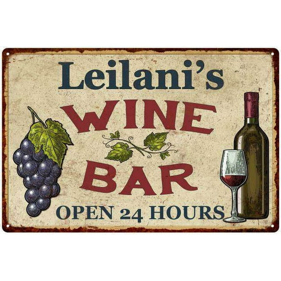 Leilani's Rustic Wine Bar Sign Wall Decor Kitchen Gift 8 x 12 High Gloss Metal 208120056772