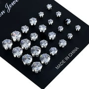 Leileiiiii Earring Studs Small 12 Pairs Fashion Elegant Rhinestone Jewelry Ear Stud Earrings