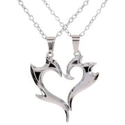 Leileiiiii Heart Broken Chain Necklace Couple Necklace Heart Shape Pendant Fashionable Unisex Lover Matching Necklace Jewelry
