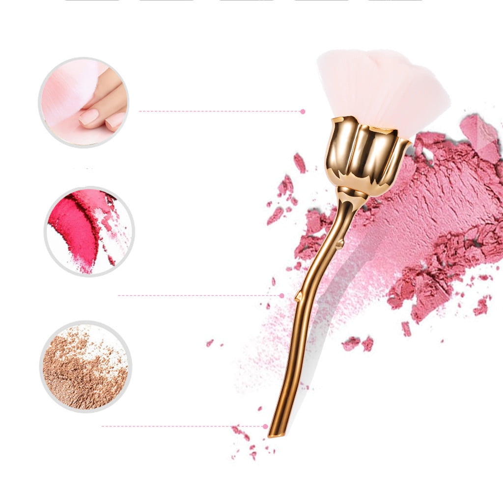Leileiiiii Nail Dust Brush Pink Hair Rose Brush Nail Art Cleaning Brush