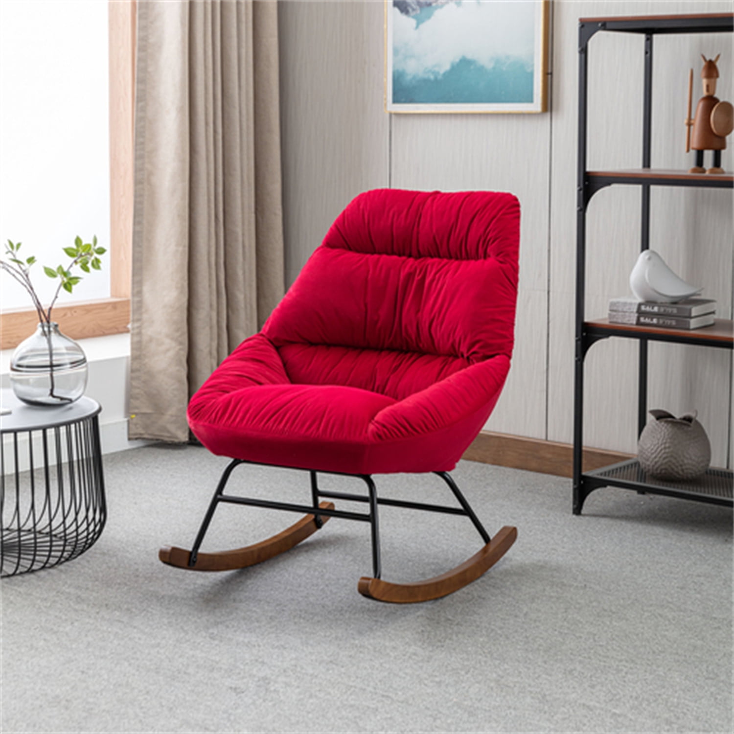 Leiln. Z Rocking Chair, Tufted Upholstered Chair Rocking Chair, Velvet ...