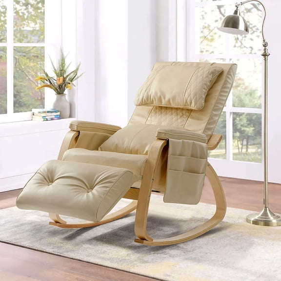 Leiln.z Multifunction Recliner Chair with Heat&Massage Function,5 Position Foot Rest,Electric Massage Recliner for Home, Rocker Reclining Chair,PU Leather Massage Chair,Rated for Up to 330Lbs