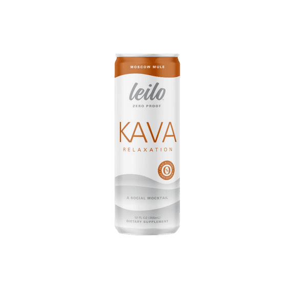 Leilo | Kava Powered Moscow Mule Mocktail Drink | 12-Pack – Sugar-Free & Non-Alc Functional Relaxation Support | 12 fl oz Cans (Pack of 12)