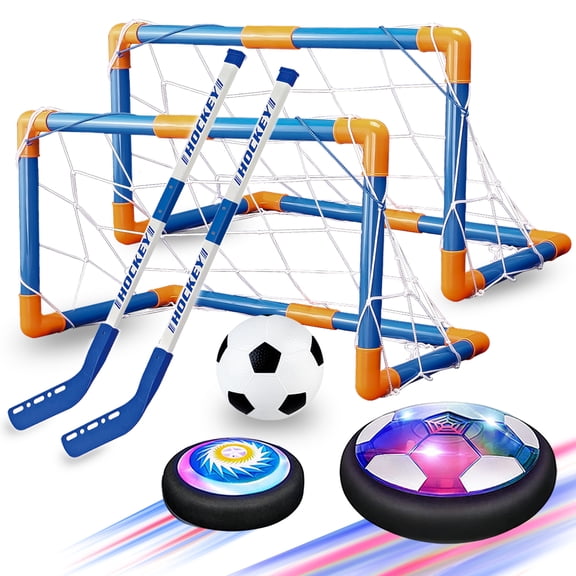 Leimiao 3-in-1 Hover Soccer Ball, Kids Toddler Hockey Set with LED Lights,Indoor Outdoor Toys for Kids 3+