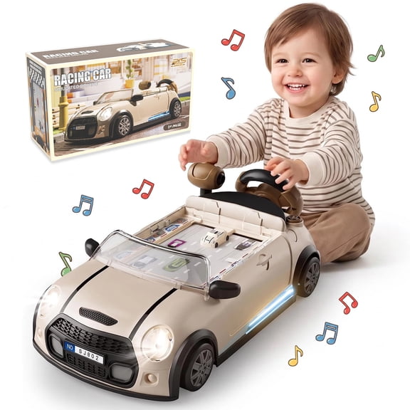 Leimiao Steering Wheel Toy, Racing Adventure Musical Driving Game for Kids, Interactive Simulation Toddler Toy, Birthday Gift for 3+ Boys & Girls