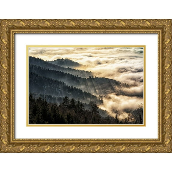 Leinemann, Ulrike 24x17 Gold Ornate Wood Framed with Double Matting Museum Art Print Titled - Sunset above the clouds