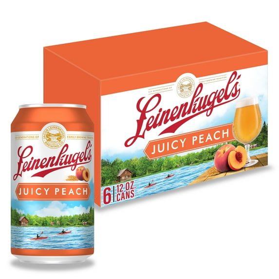 Leinenkugel's Juicy Peach Beer, 6 Pack, 12 fl oz Aluminum Cans, 4.4% ABV
