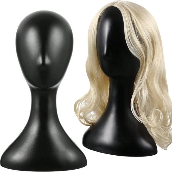 Leinuosen 2 Pcs 16 Inch Profional Mannequin Head Plastic Realistic Durable Women Model Torso Styling for Wig Making Styling Hat Mask Headdr Jewelry Sunglasses Black