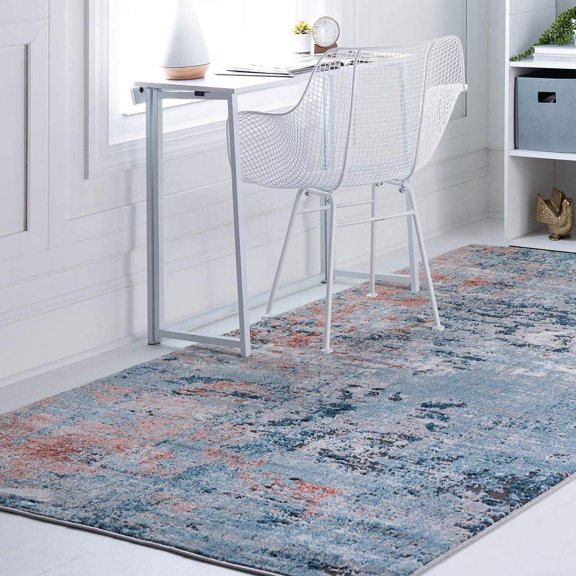 Leipzig Collection Area Rug  5X8 Multi Low-Pile Rug Perfect for Bedrooms, Dining Rooms, Living Rooms
