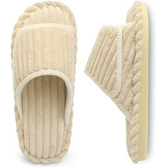 Leisfit Women's Diabetic Memory Foam Slide Slippers, Adjustable Open Toe Wide