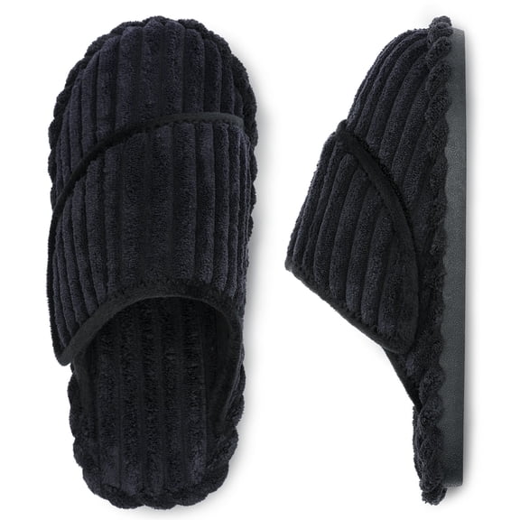 Leisfit Women's Corduroy Adjustable Memory Foam Slippers Slides