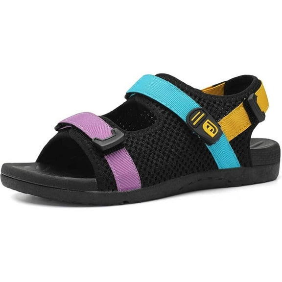 Leisfit Womens Orthopedic Walking Hiking Sandals Adjustable Open Toe Sports Water Sandals with Plantar Fasciitis Thick Soled Cushion Outdoor Beach Sandals