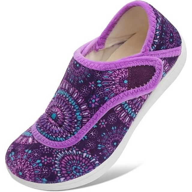 Leisfit Woman Slippers Diabetic Orthopedic House Shoes, Wide Width Adjustable