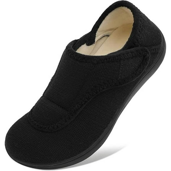 Leisfit Orthopedic House Slippers for Women Adjustable Diabetic Slippers Wide Toe Velvet Walking Shoes