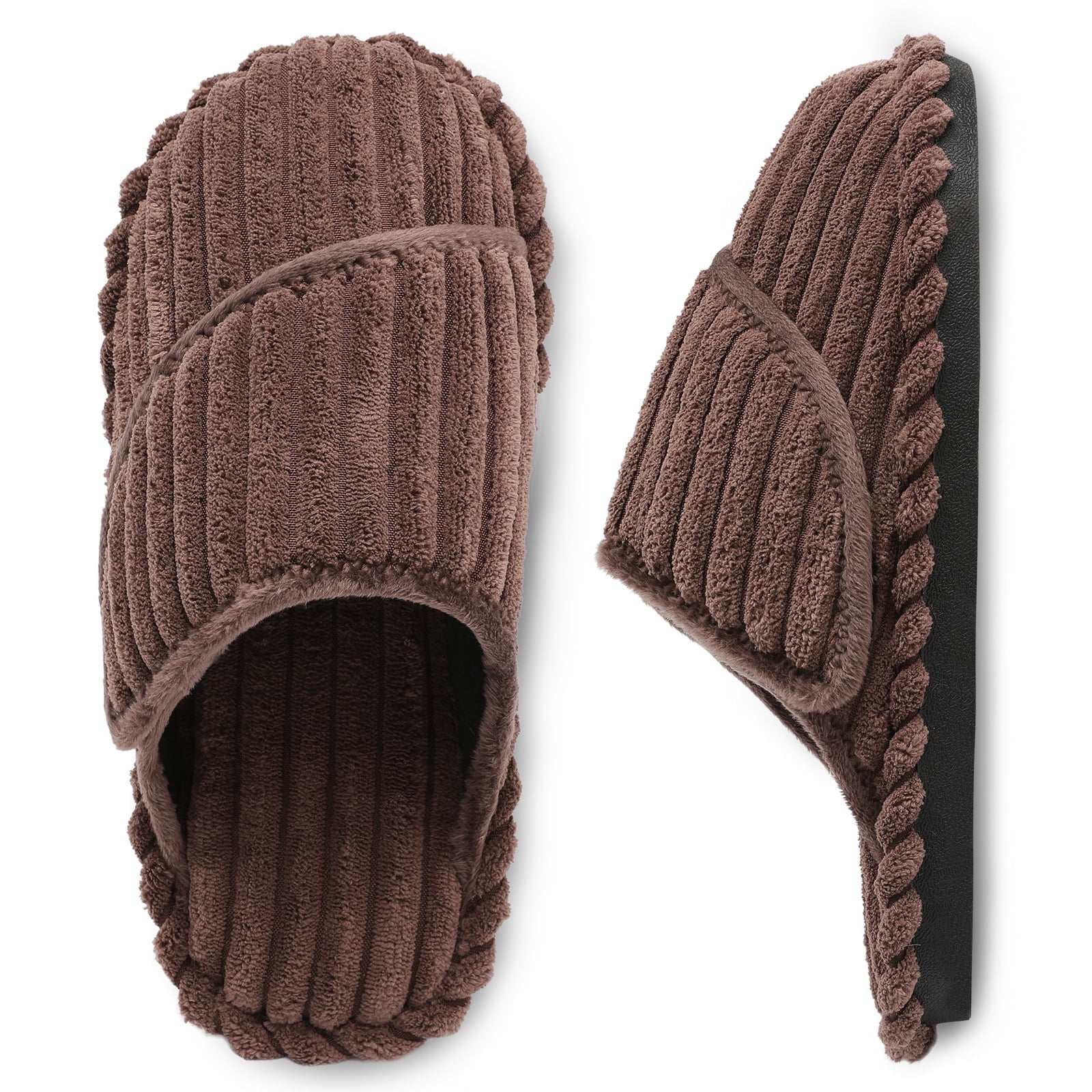 Leisfit Women's Corduroy Adjustable Memory Foam Slippers Slides ...