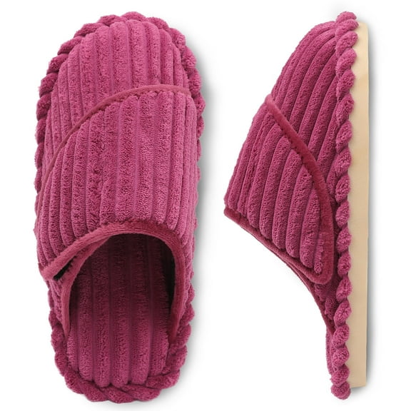 Leisfit Women's Corduroy Adjustable Memory Foam Slippers Slides