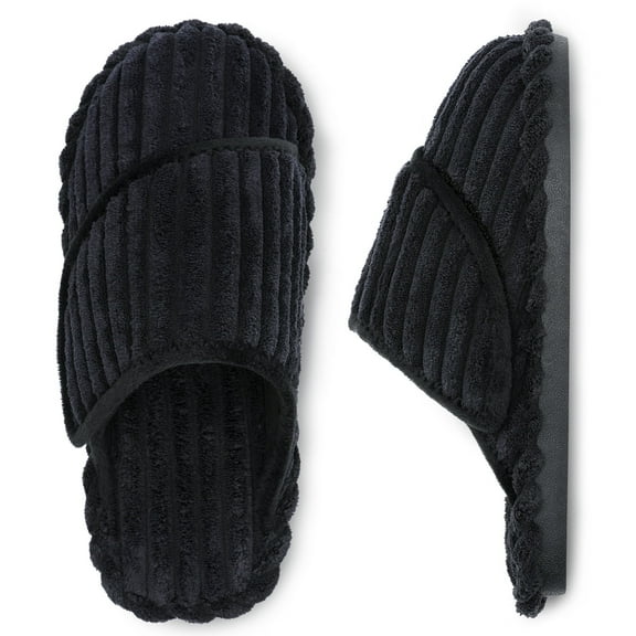 Leisfit Women's Corduroy Adjustable Memory Foam Slippers Slides