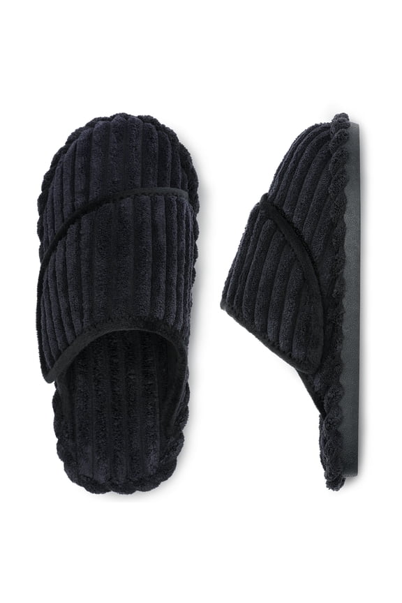 Women's Corduroy Adjustable Memory Foam Slippers Slides