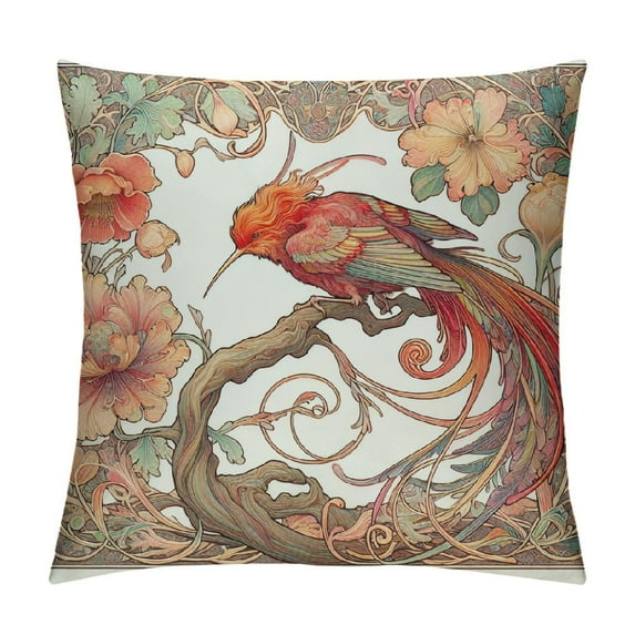 Leisuo Bird Flower Throw Pillow Covers Farmhouse Double Sided with Zipper Decorative Pillows for Couch Cushion Sofa Outdoor