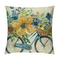 thumbnail image 1 of Leisuo Blue Flower Gnome Decorative Throw Pillow Cover, Floral Rose Buffalo Plaid Porch Patio Outdoor Home Decor, Bloom Stripes Bike Seasonal Farmhouse Couch Cushion Case, 1 of 5