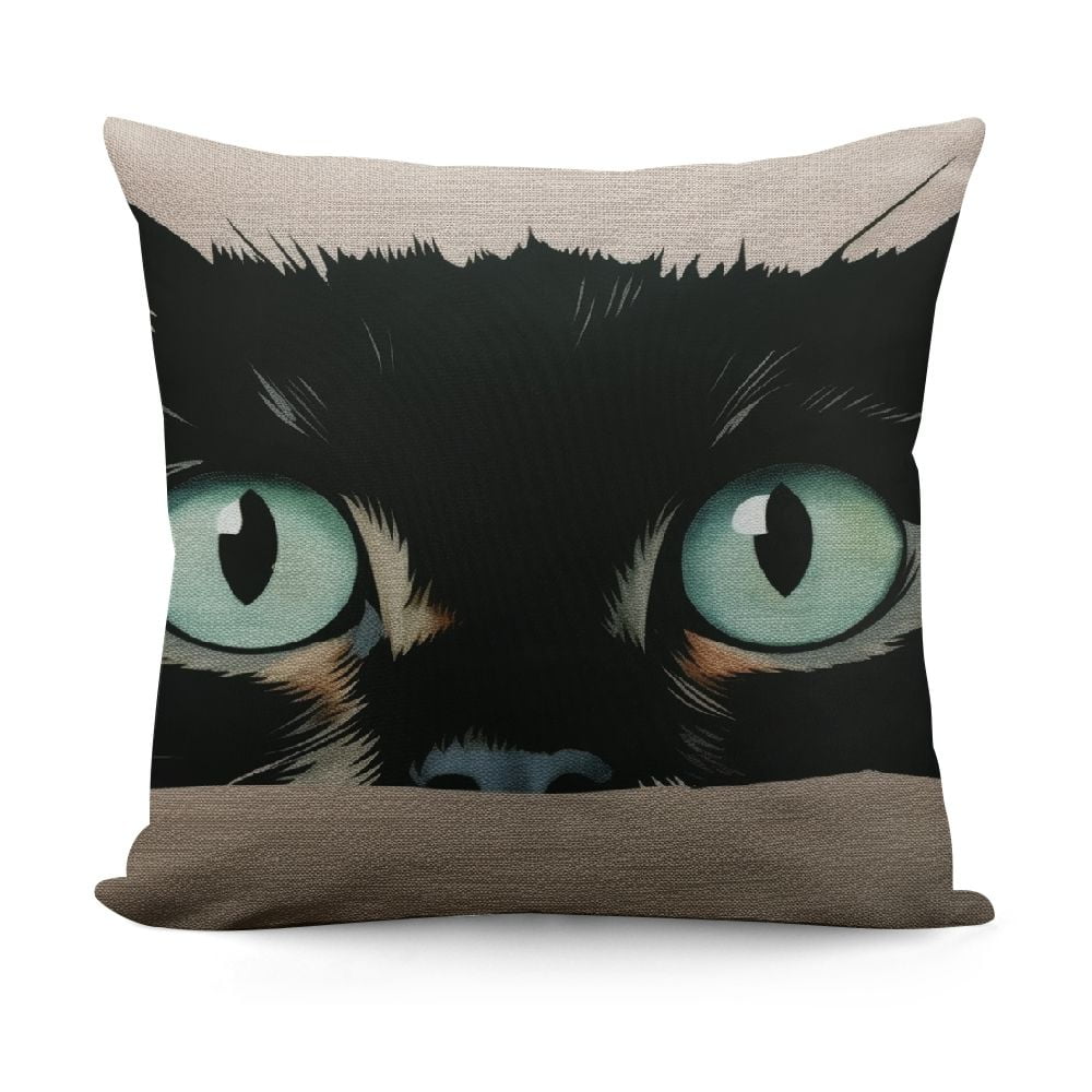 Leisuo Cute Cat Home Decor Pillowcase Lovely Peeping Black Cat
