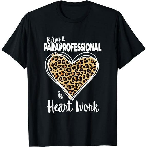 Leisuo Cute Leopard Plaid Gift for Paraprofessional T-Shirt black-177318