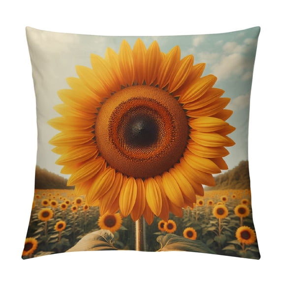 Leisuo Decorative Throw Pillow Cover Sunflower White Photography Beautiful Beauty Nature Color Cushion Two Sides Pillow Case Square Print for Home