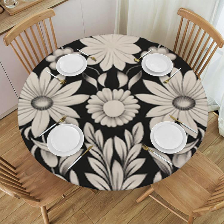 Leisuo Floral Pattern Round Tablecloth for Outdoor Picnic Camping and