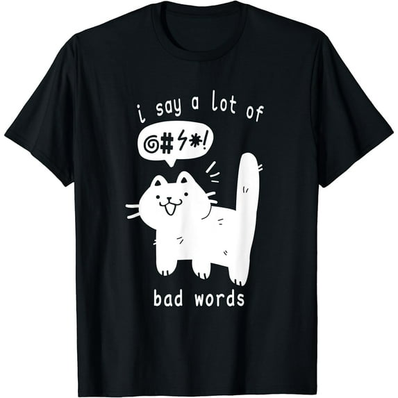 Leisuo Funny Cat Lovers I Of Words T-Shirt 151083-black