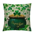 thumbnail image 1 of Leisuo Happy St Patrick's Day Lucky Four Leaf Clovers Cream Burlap Decorative Square Pillow Case Cover Pillowcase for Bedroom Sofa Party, 1 of 5