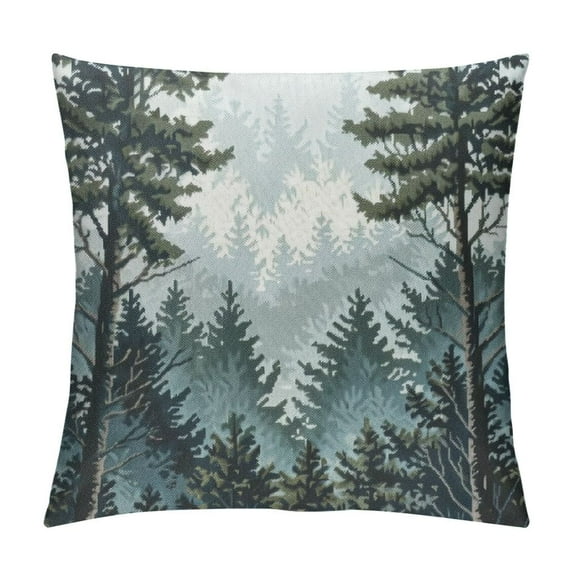 Leisuo Misty Forest Pillow Covers Coniferous Trees Throw Pillow Covers Abstract Art Outdoors Decorative Cushion Case for Bed Couch Sofa Home White