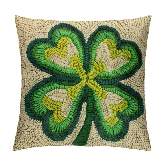 Leisuo Shamrock Pillow Clover Hand Pillow St Patrick's Day Throw Pillow Flannel Pillow for Couches Beds Decoration White