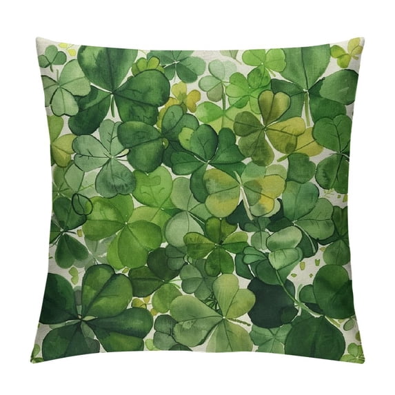 Leisuo Spring Farmhouse Pillow Cover Pillow Case Watercolor Light Green Four Leaf Lucky Clover Shamrock Pillowcase St Patrick’s Day Home Decor Cushion Case for Couch Sofa Chair