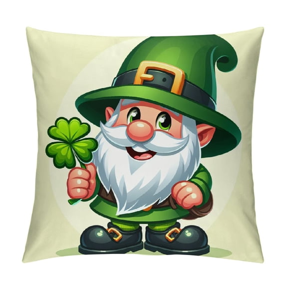 Leisuo St Patricks Day Decorations Pillow Covers for Irish Shamrock Lucky Clover Home Decor Throw Pillows Cushion Cover Green Gnome March 17 Pillowcase