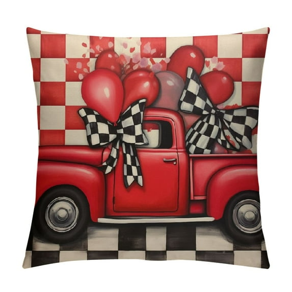 Leisuo Throw Pillowcase Square Decor Love Heart Valentines Day for Sofa Bedroom Indoor Outdoor white