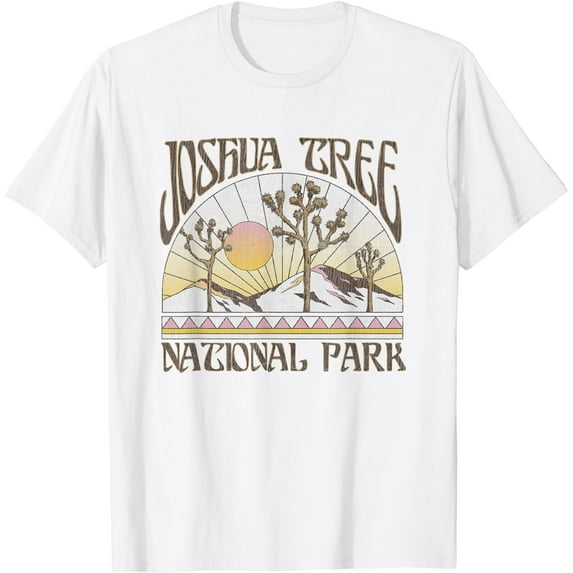 Leisuo Vintage Joshua Tree National Park Retro Outdoor Camping Hike T-Shirt 149801-white