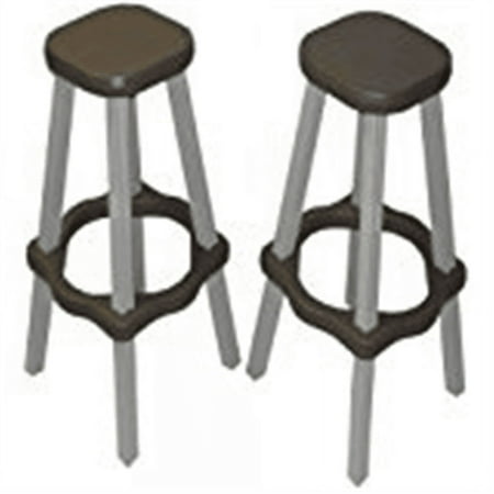 Leisure Accents 26" Barstool Plastic Outdoor Patio Set, Portobello, 2-Pack