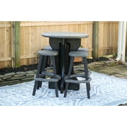 Leisure Accents Patio Table Set with Four Barstools - Black Base with Deep Grey Accents - Perfect for Patio and Outdoor Spaces. Hardware Free Easy Assembly. Proudly Made in USA