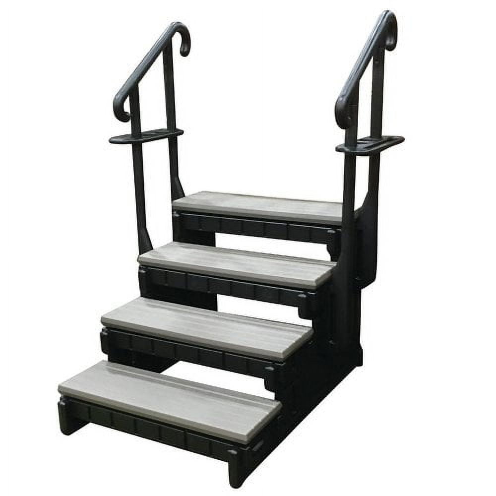 Black Polyethylene 4-Step Spa Ladder with Handrails