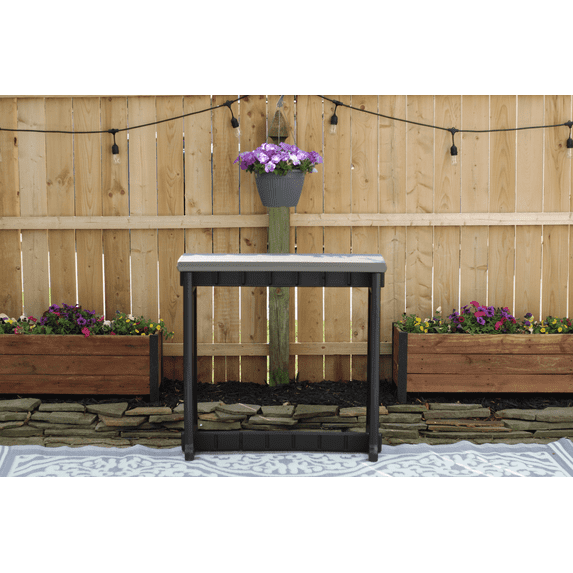 Leisure Accents Single Bar Deep Grey Top & Black Base Ideal for Patio Hot Tub Area Backyard Durable WeatherResistant Design Easy Nohardware Assembly Proudly Made in USA