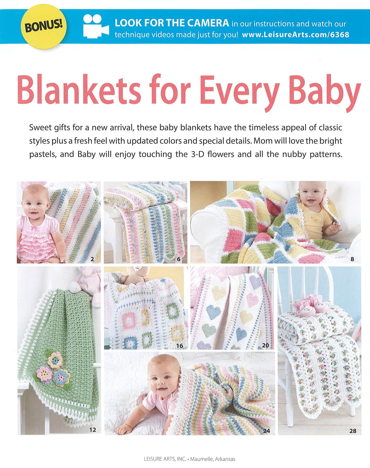 Leisure Arts Blankets For Every Baby Crochet Book