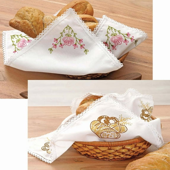 Leisure Arts® Bread Basket Cloth Set Stamped Embroidery