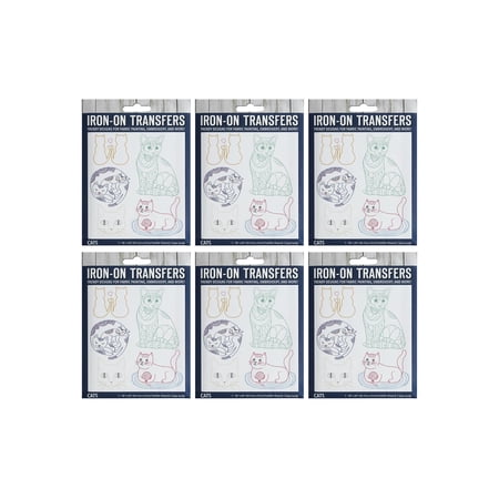 Leisure Arts Bundle Iron-On Transfer, Cat, 6Pc., Embroidery Patterns, Embroidery Patterns Iron On Transfers, Hand Patterns, Iron On Transfer Patterns