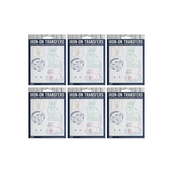 Iron Transfer Patterns Leisure Arts Bundle Iron-On Transfer, Cat, 6Pc., Embroidery Patterns ...