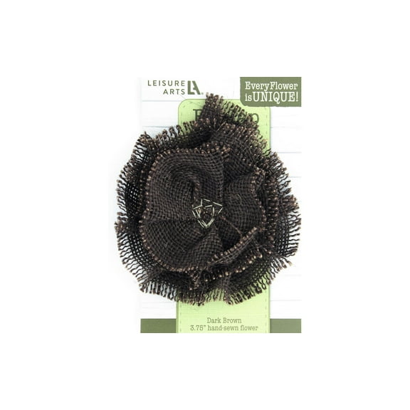 Leisure Arts Burlap Flower 4" Dark Chocolate - Rustic Burlap Flowers For Crafts, Diy Decorations, And Unique For Crafts Projects - Perfect Home Dcor And Events