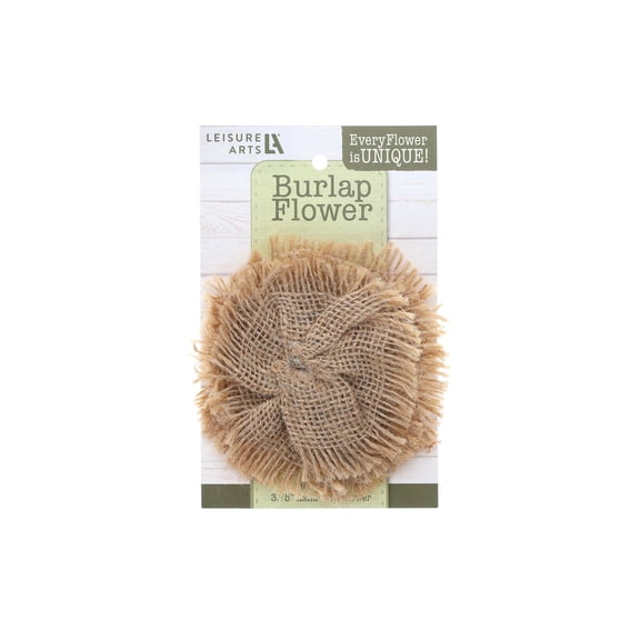 Leisure Arts Burlap Flower 4" Natural - Rustic Burlap Flowers For Crafts, Diy Decorations, And Unique For Crafts Projects - Perfect Home Dcor And Events