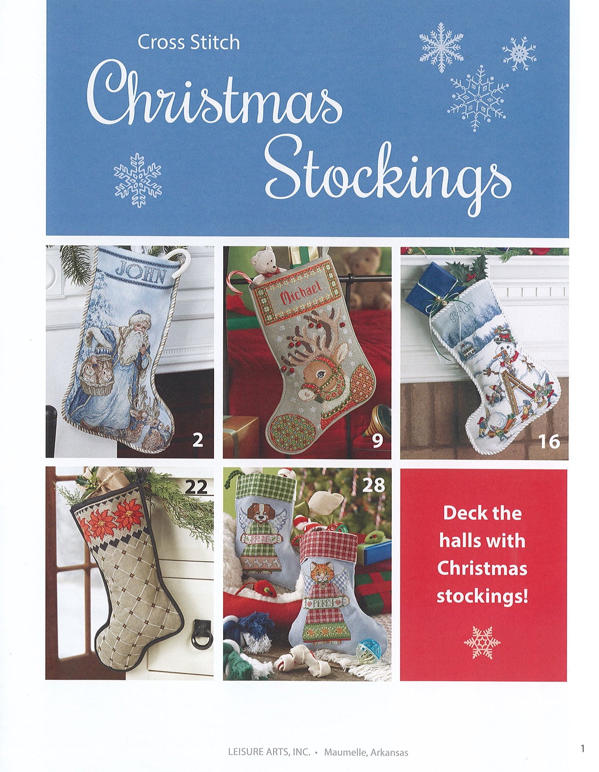 Leisure Arts Christmas Stockings Cross Stitch Book 